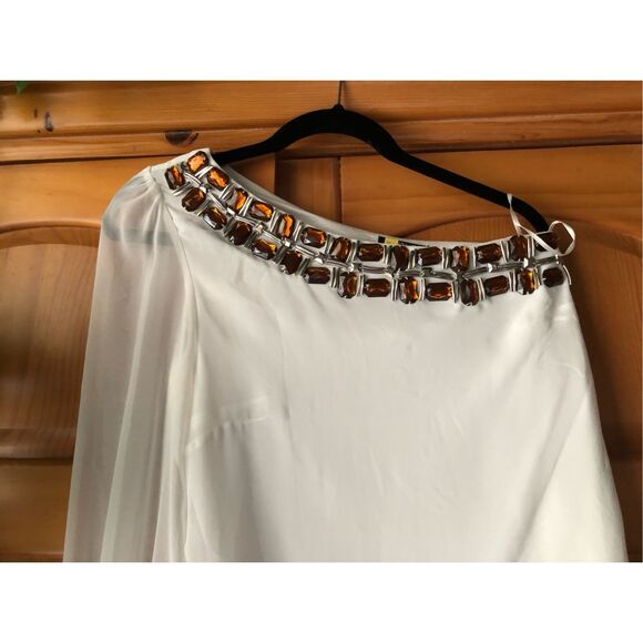 Floyd By Smith Beaded One Shoulder Mini White Dress SZ 12 - Picture 5 of 16